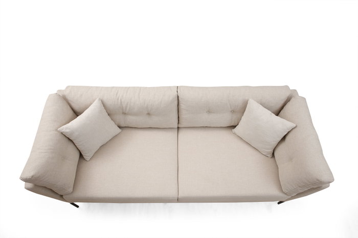 Atelier Del Sofa Sofá de 3 Plazas Crema 214x90x84 cm Tapizado Poliéster Patas Metálicas
